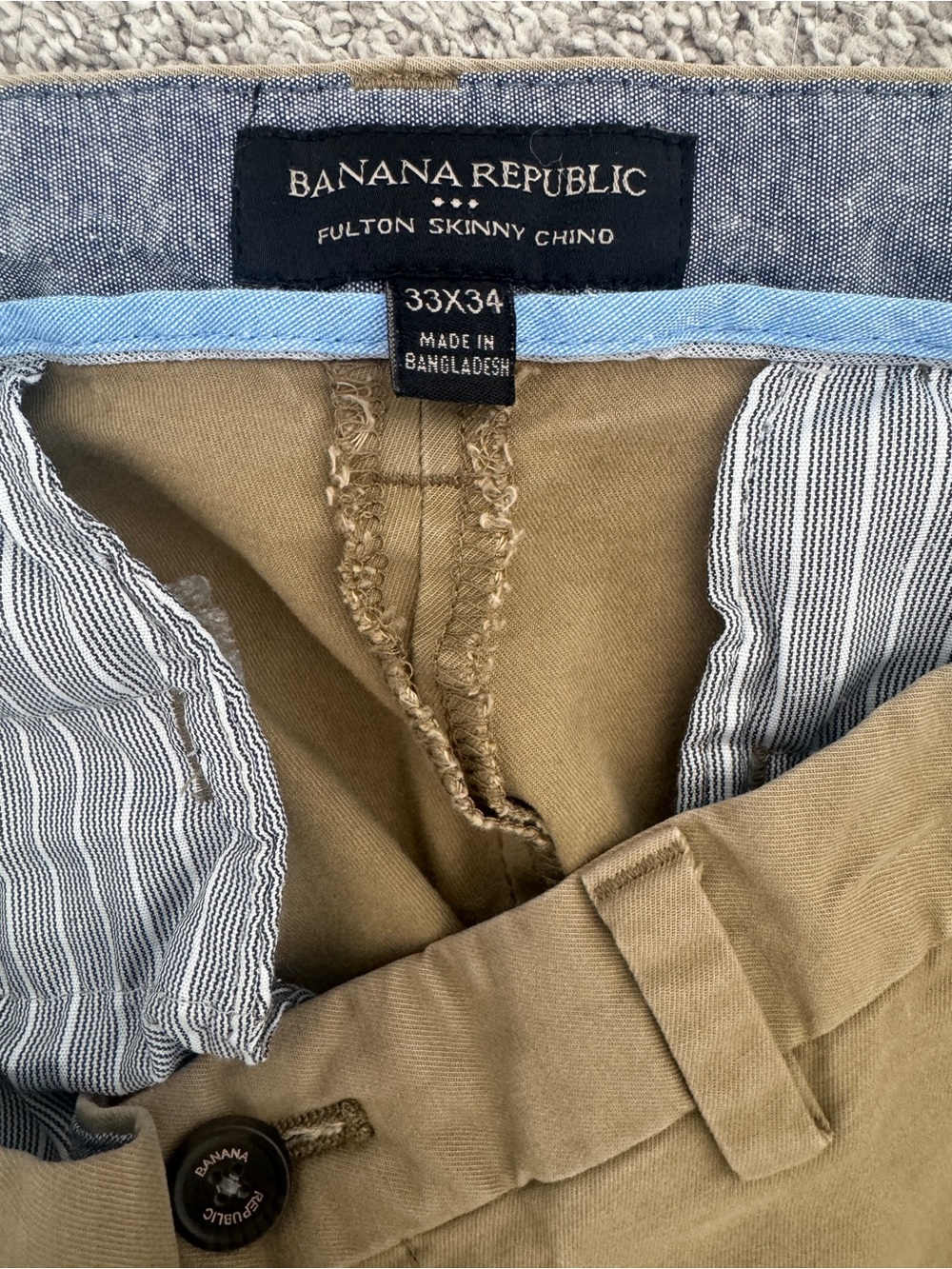 Banana Republic Fulton Skinny Chino Pants | Khaki | 33x34 - Picture 2 of 6